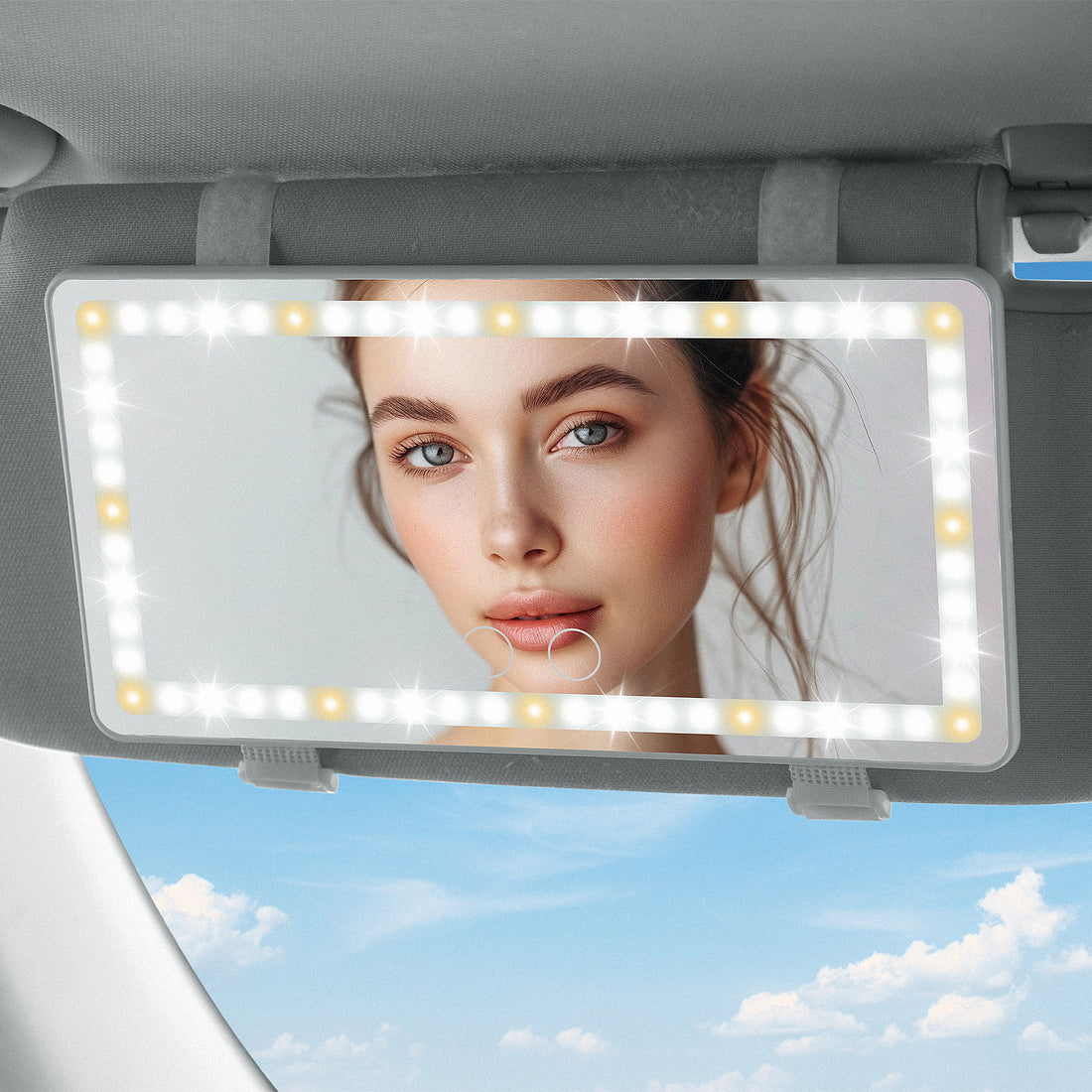 Car Sun Visor Vanity Mirror, Car Vanity Mirror With Lights, Makeup Mirror with 3 Light Modes & 60 LEDs, Rechargeable Car Mirror Dimmable Touch Control Travel Makeup Mirror for Car Truck SUV