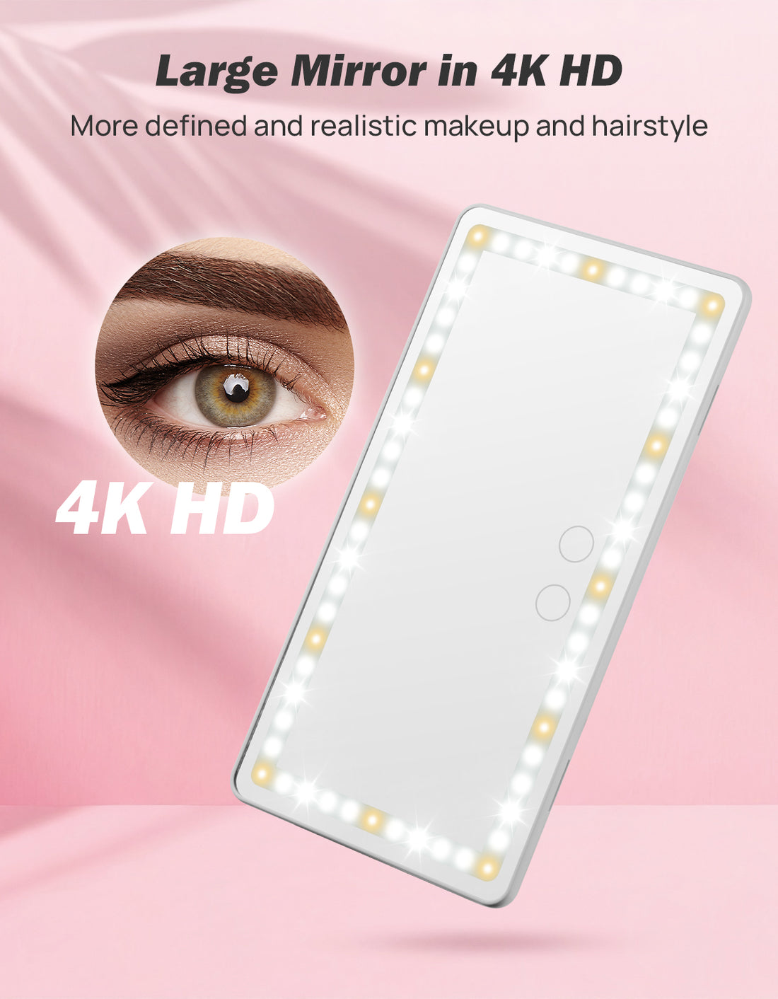 Car Sun Visor Vanity Mirror, Car Vanity Mirror With Lights, Makeup Mirror with 3 Light Modes & 60 LEDs, Rechargeable Car Mirror Dimmable Touch Control Travel Makeup Mirror for Car Truck SUV