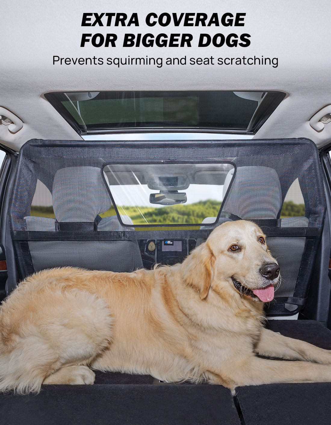 JOYTUTUS 50" Wide Dog Car Barrier with Visual Window, Dog Barrier for SUV Escape-Proof, Dog Net for Car Cargo Behind Front Seats, Vehicle Gate for Dog Safety and Travel, Ideal for Cars SUVs Trucks