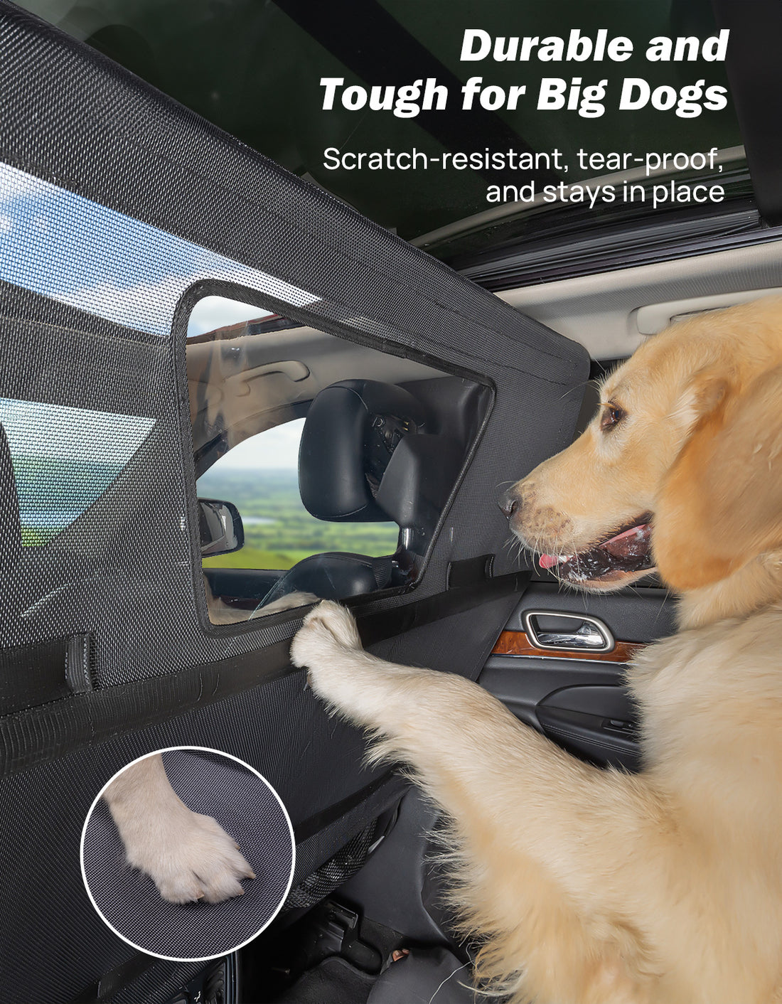 JOYTUTUS 50" Wide Dog Car Barrier with Visual Window, Dog Barrier for SUV Escape-Proof, Dog Net for Car Cargo Behind Front Seats, Vehicle Gate for Dog Safety and Travel, Ideal for Cars SUVs Trucks