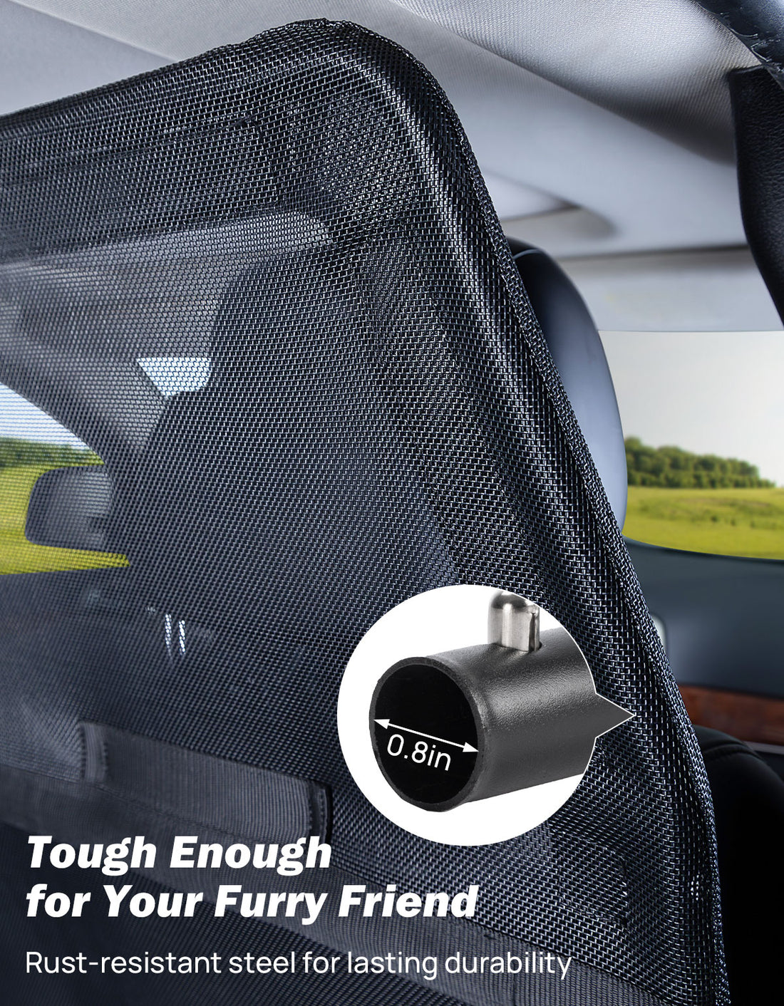 JOYTUTUS 50" Wide Dog Car Barrier with Visual Window, Dog Barrier for SUV Escape-Proof, Dog Net for Car Cargo Behind Front Seats, Vehicle Gate for Dog Safety and Travel, Ideal for Cars SUVs Trucks