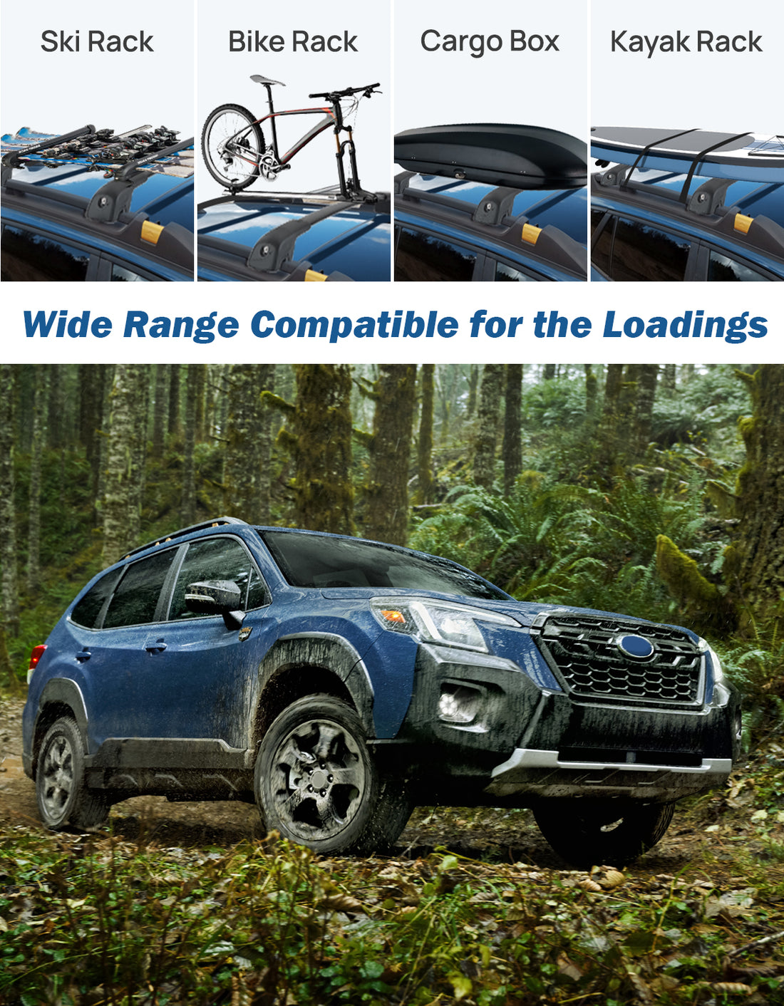 JOYTUTUS Car Roof Rack Cross Bars Compatible with Subaru Forester Wilderness 2022-2024 with Lock, Aluminum Crossbars for Roof Racks Suitcases Kayaks Canoes Bikes Skis Snowboard