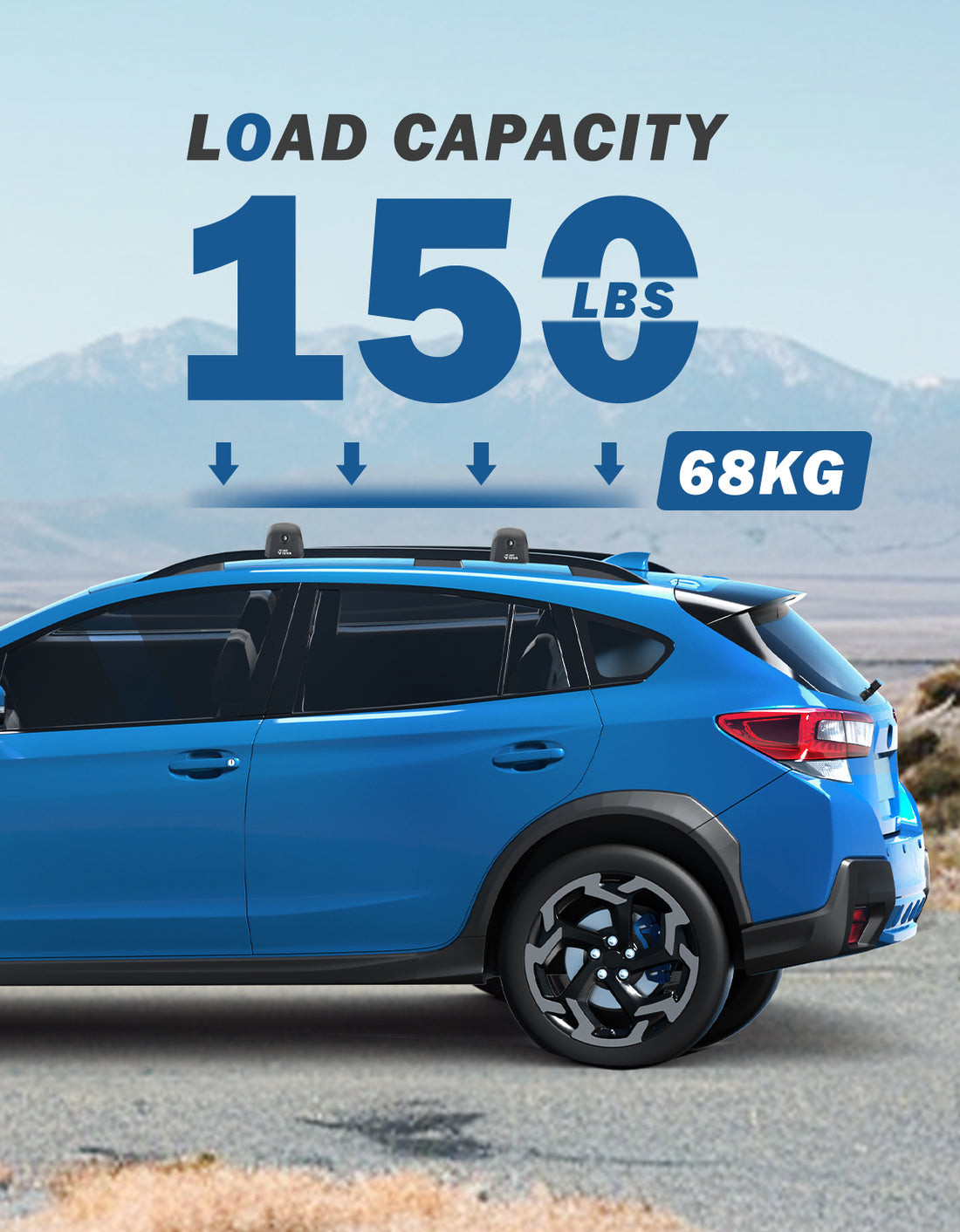 JOYTUTUS Lockable Car Roof Rack Cross Bars Compatible with Subaru Crosstrek 2018-2023 / Impreza 2017-2023, Aluminum Crossbars for Roof Racks Suitcases Kayaks Canoes Bikes Skis Snowboard