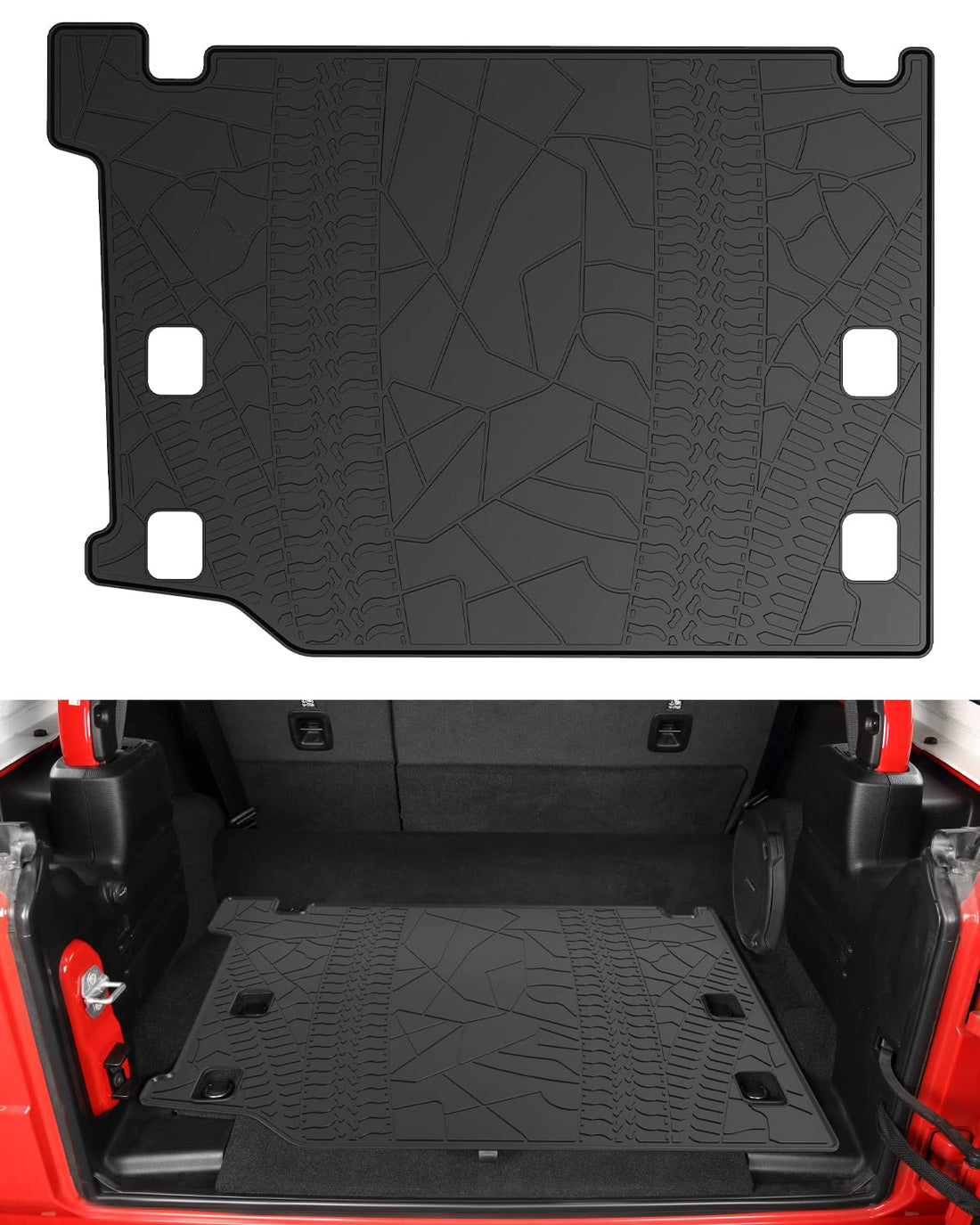 Cargo Mat, All-Weather Protection Trunk Mat Cargo Liners Heavy Duty Waterproof Odorless Durable fits 2021-2024 Wrangler JL 4XE 4 Door (Not Fits 4X4)