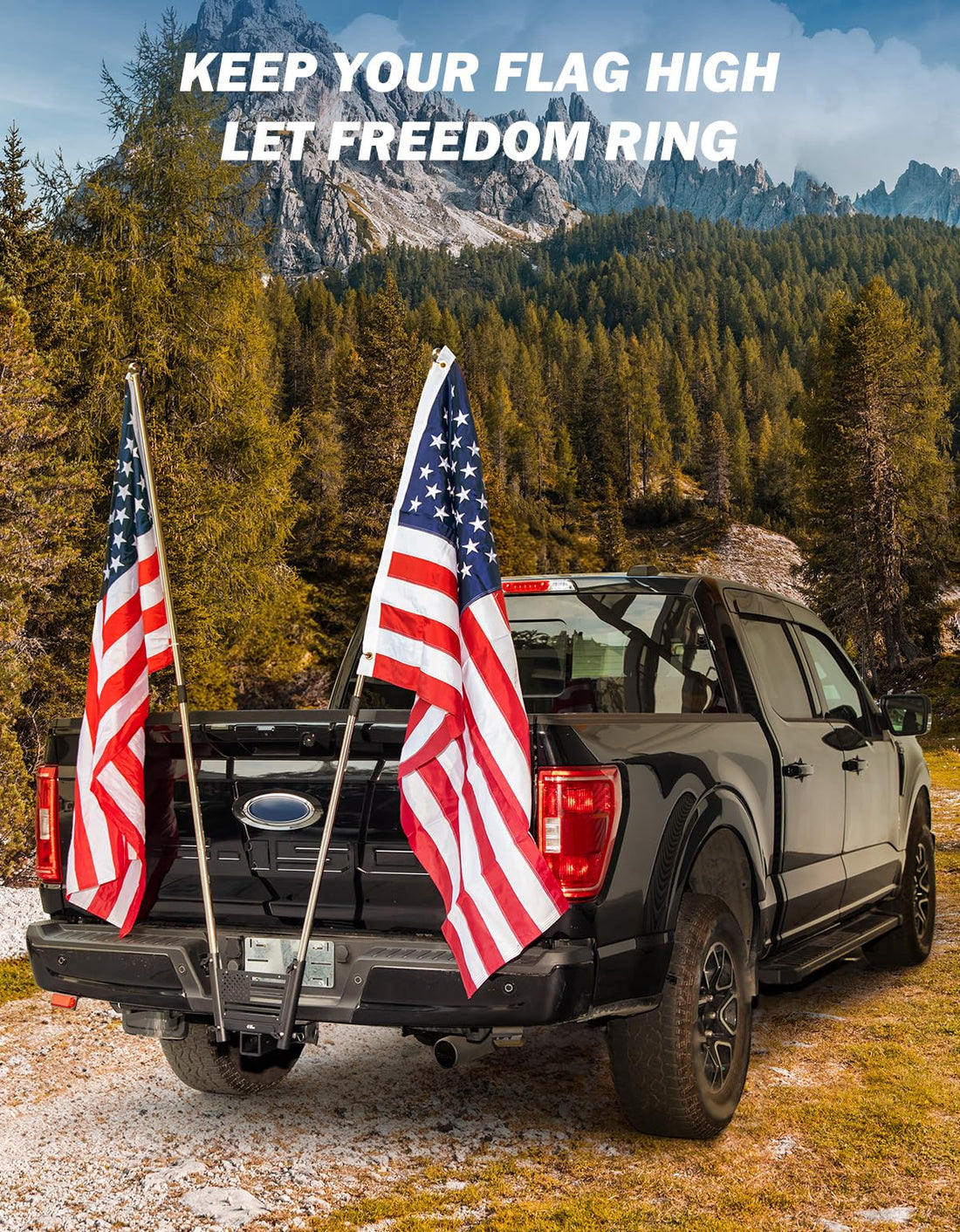 JOYTUTUS Hitch Mount Flag Pole Holder for Standard 2 Inch Receivers, Fits Truck RV SUV Pickup Camper Trailer
