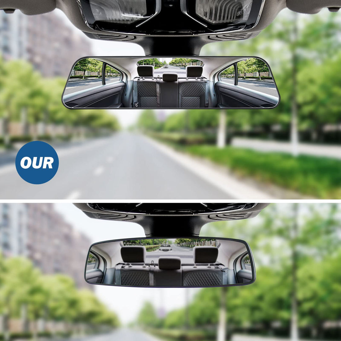 12 Inch Universal Panoramic Anti-Glare Rear view Mirror -Clear