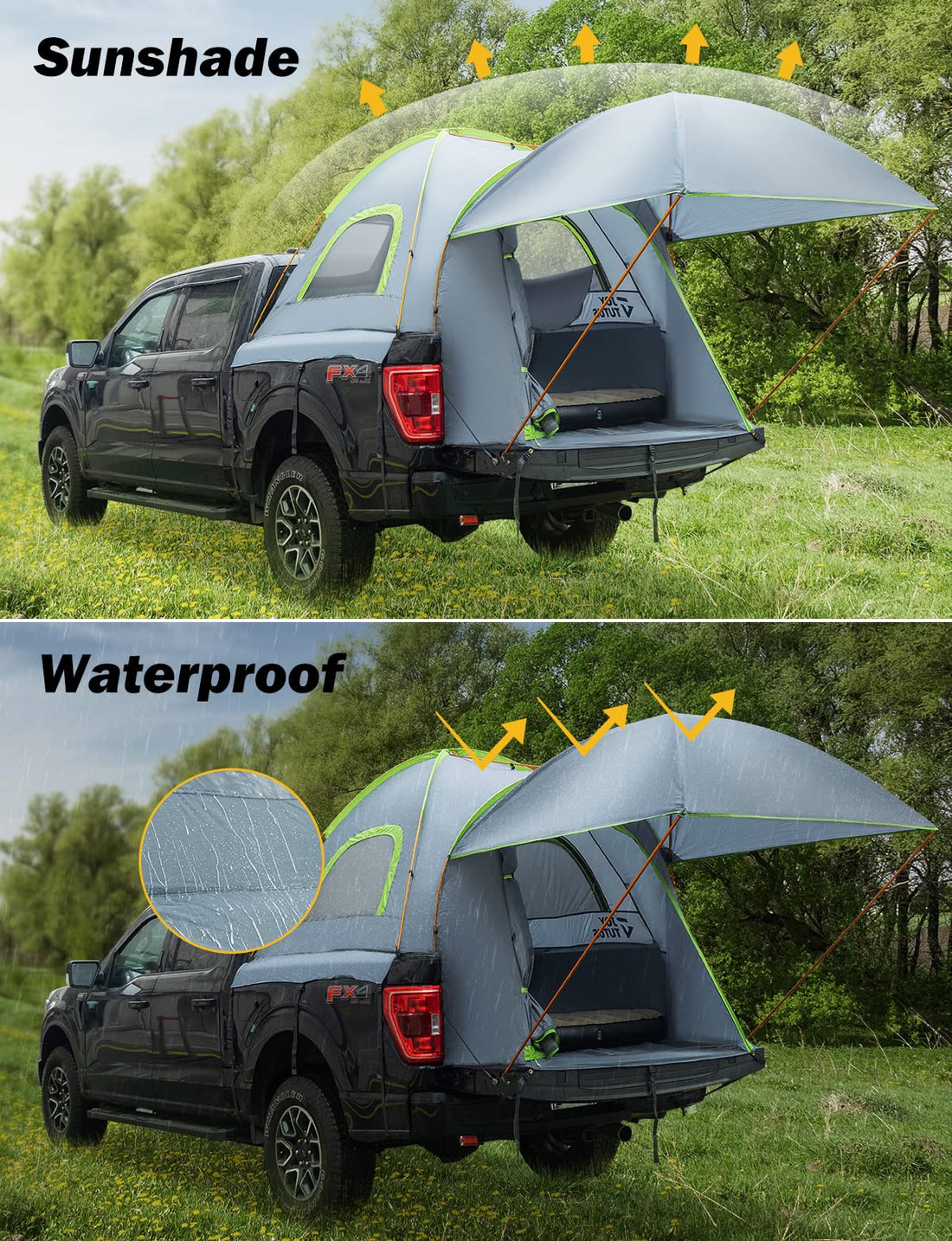 Pickup Truck Tent 5.5ft-6ft with Removable Awning for 2 Person,Truck Bed Tent