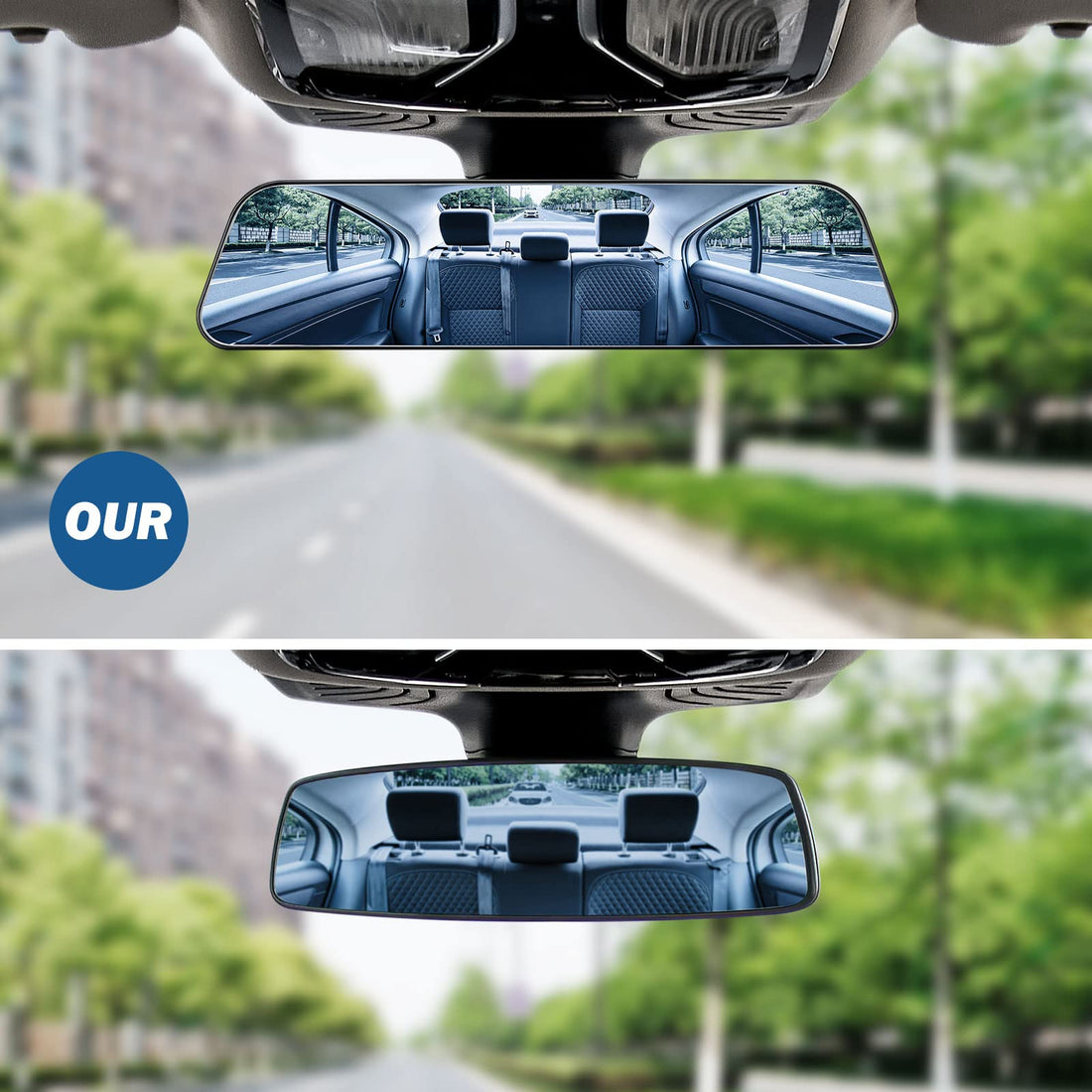 12 Inch Universal Panoramic Anti-Glare Rear view Mirror -Blue
