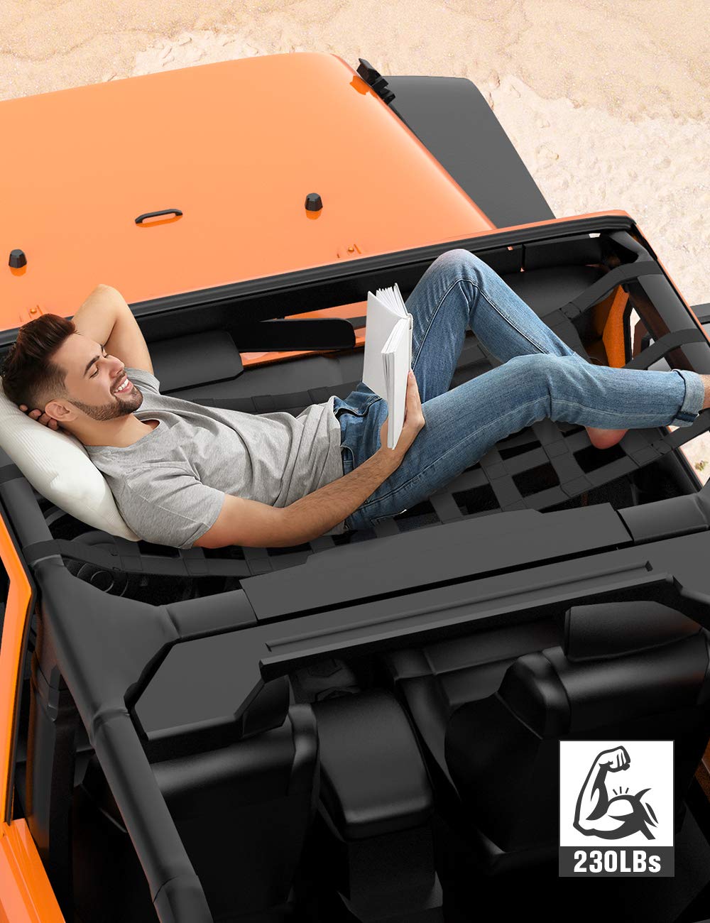 JOYTUTUS Cargo Net fits Wrangler/UTV, Car Top Roof Hammock Mesh Cargo Net for Wrangler JK JKU JL YJ TJ LJ 1987 to 2024