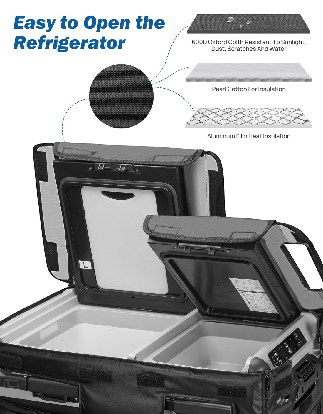 Insulated Protective Cover for 30 Quart (28L)-51 Quart (49L) Car Portable Refrigerator
