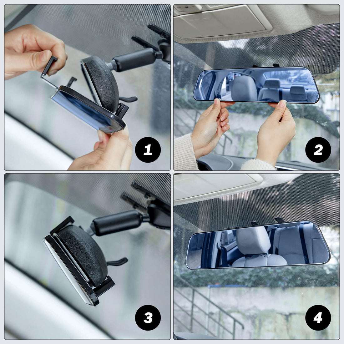 12 Inch Universal Panoramic Anti-Glare Rear view Mirror -Blue