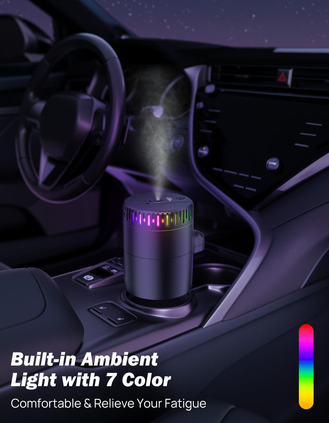 JOYTUTUS Car Cup Holder Expander with Humidifier, Car Air Freshener Diffuser with 2 Independent Nozzles