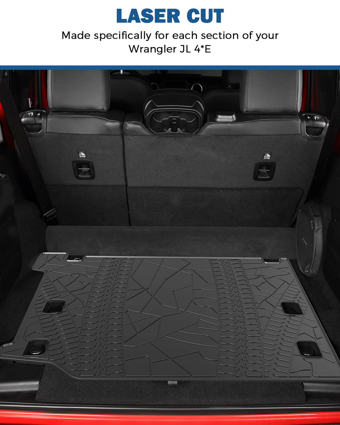 Cargo Mat, All-Weather Protection Trunk Mat Cargo Liners Heavy Duty Waterproof Odorless Durable fits 2021-2024 Wrangler JL 4XE 4 Door (Not Fits 4X4)