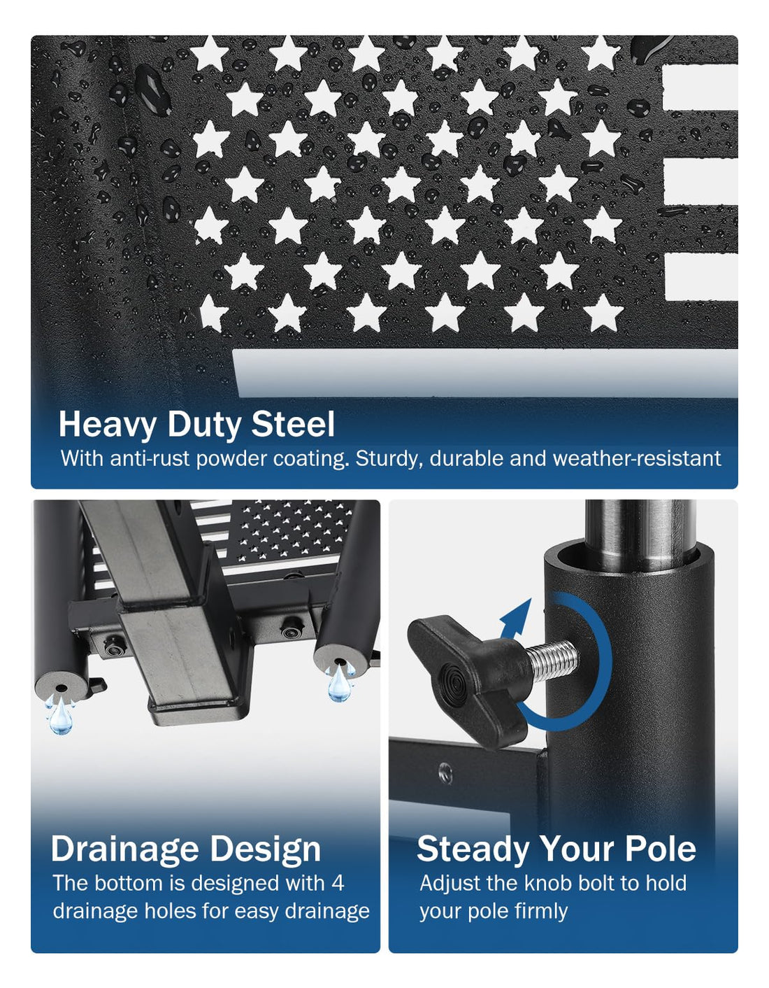 JOYTUTUS Hitch Mount Flag Pole Holder for Standard 2 Inch Receivers, Fits Truck RV SUV Pickup Camper Trailer