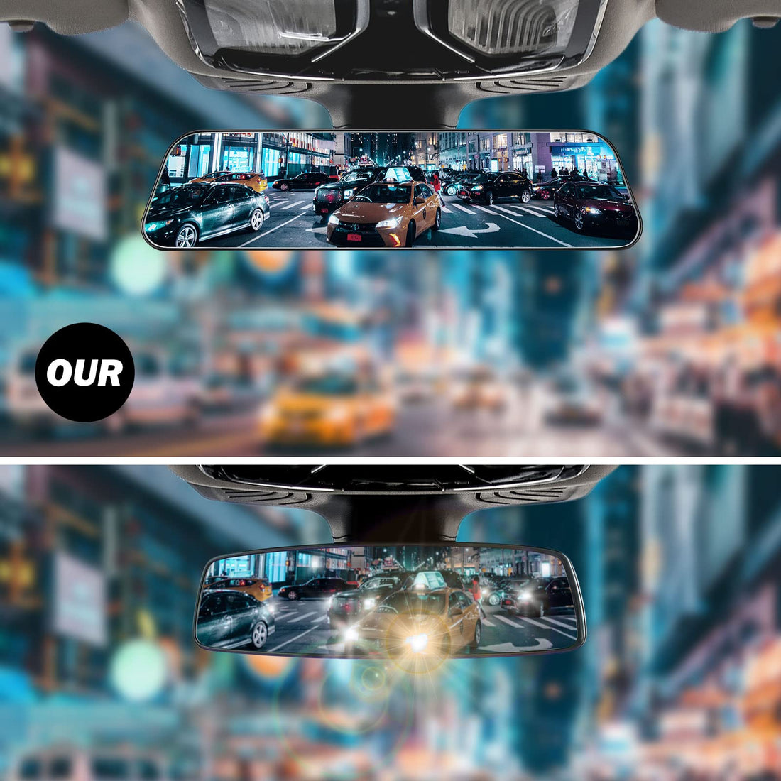 12 Inch Universal Panoramic Anti-Glare Rear view Mirror -Blue