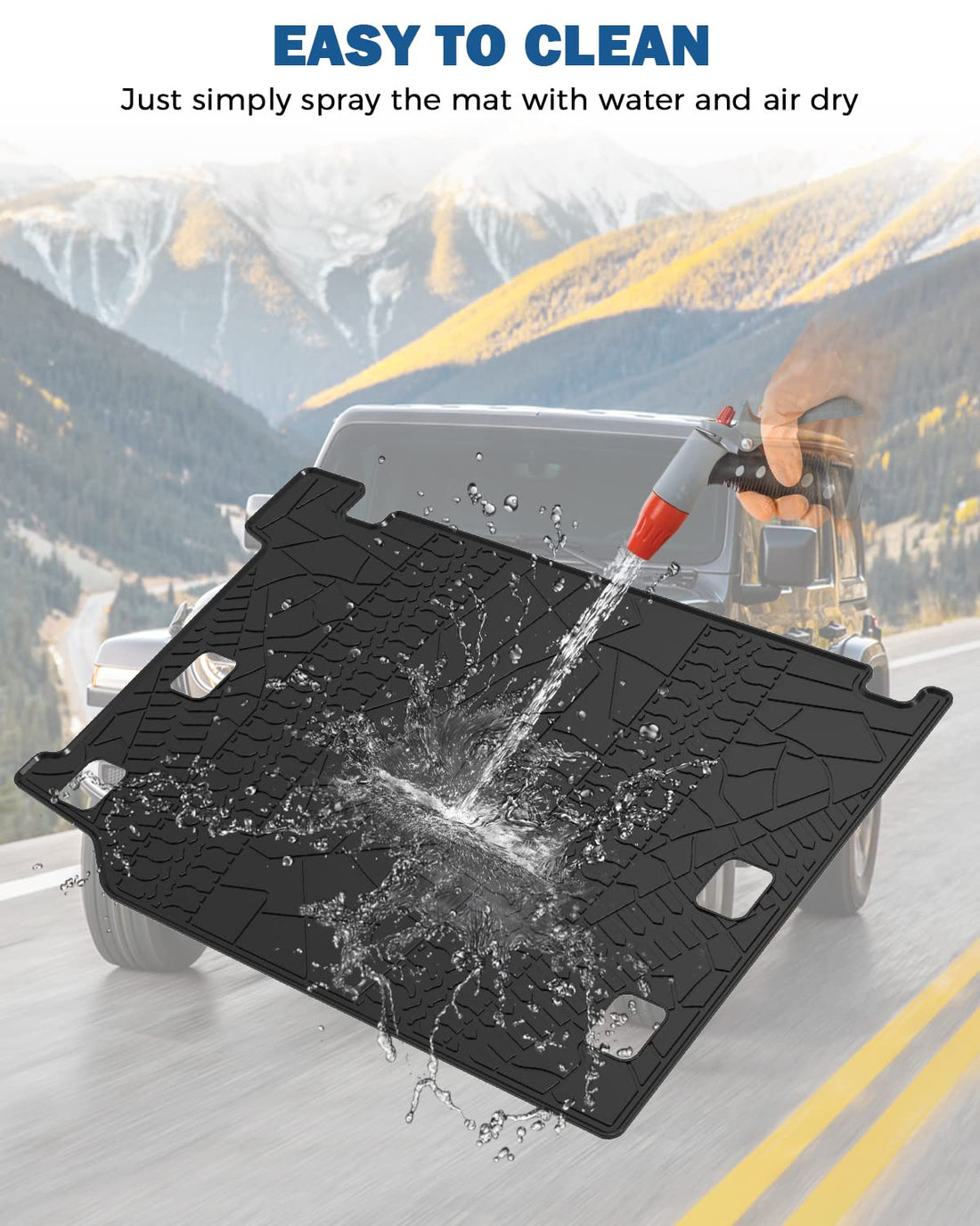 Cargo Mat, All-Weather Protection Trunk Mat Cargo Liners Heavy Duty Waterproof Odorless Durable fits 2021-2024 Wrangler JL 4XE 4 Door (Not Fits 4X4)