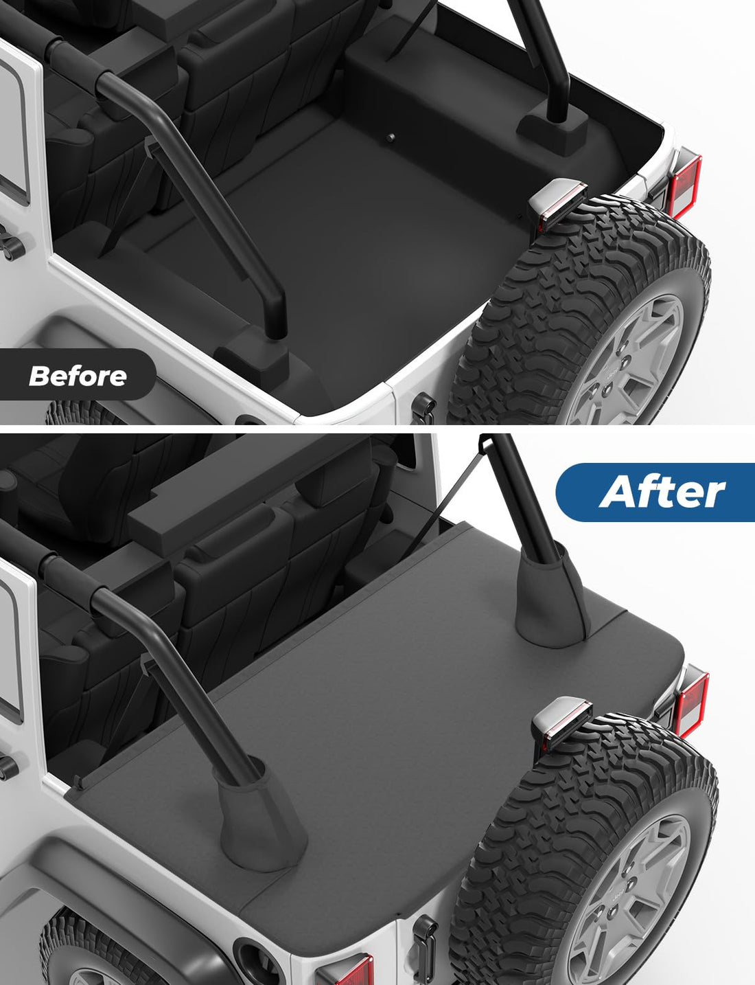 JOYTUTUS Tonneau Cover Fit for Wrangler JKU 2007-2018 4 Doors