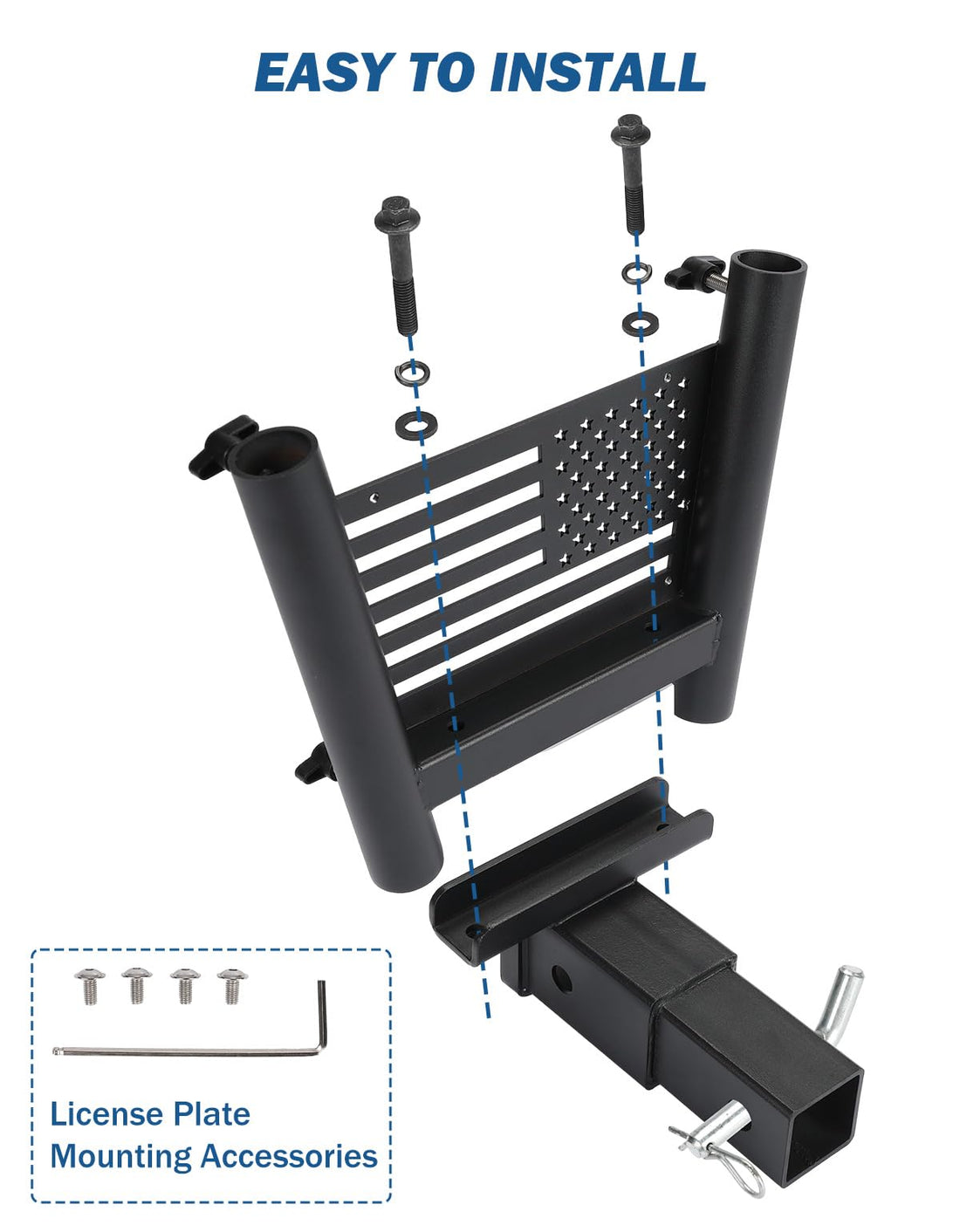 JOYTUTUS Hitch Mount Flag Pole Holder for Standard 2 Inch Receivers, Fits Truck RV SUV Pickup Camper Trailer