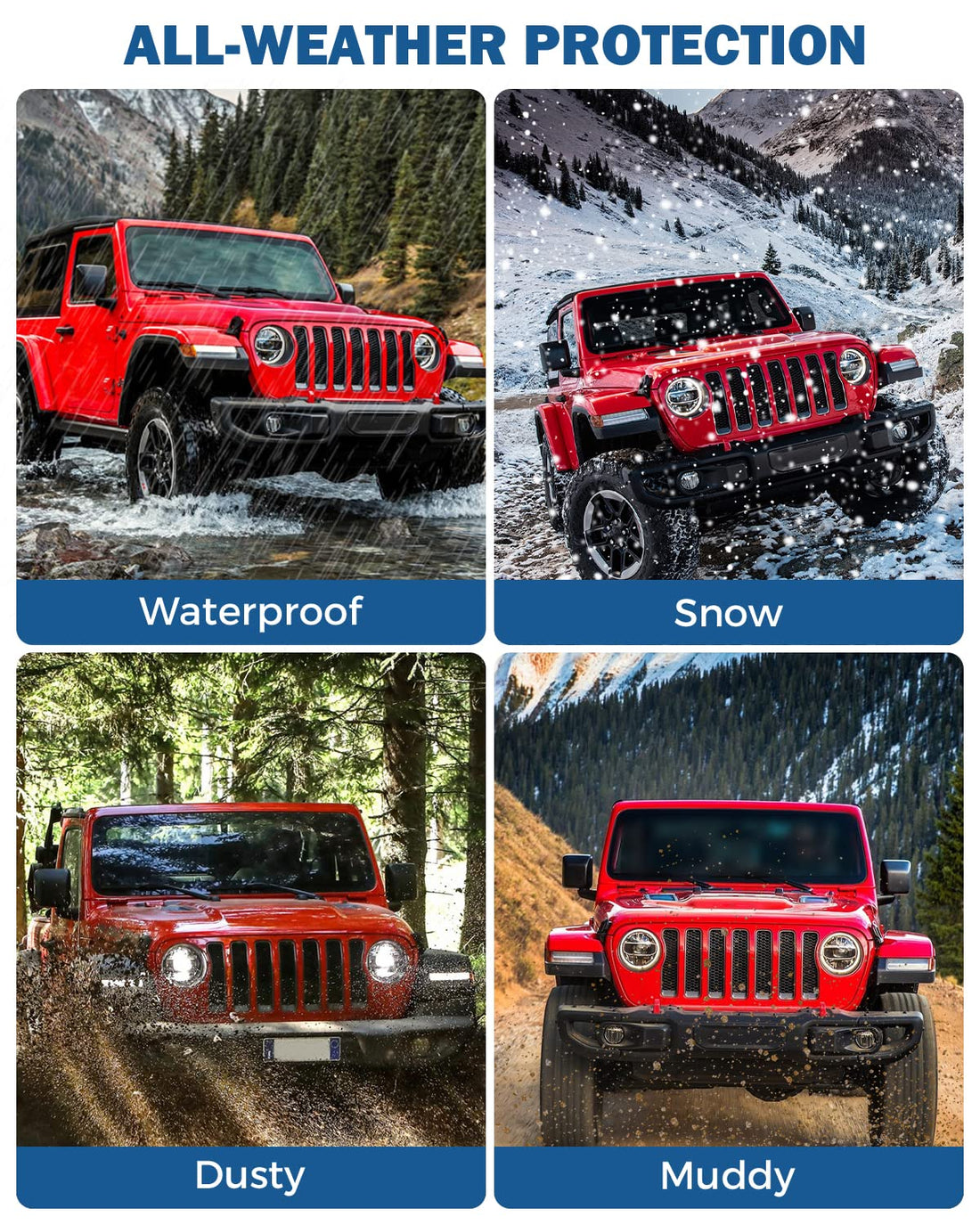 Cargo Mat, All-Weather Protection Trunk Mat Cargo Liners Heavy Duty Waterproof Odorless Durable fits 2021-2024 Wrangler JL 4XE 4 Door (Not Fits 4X4)